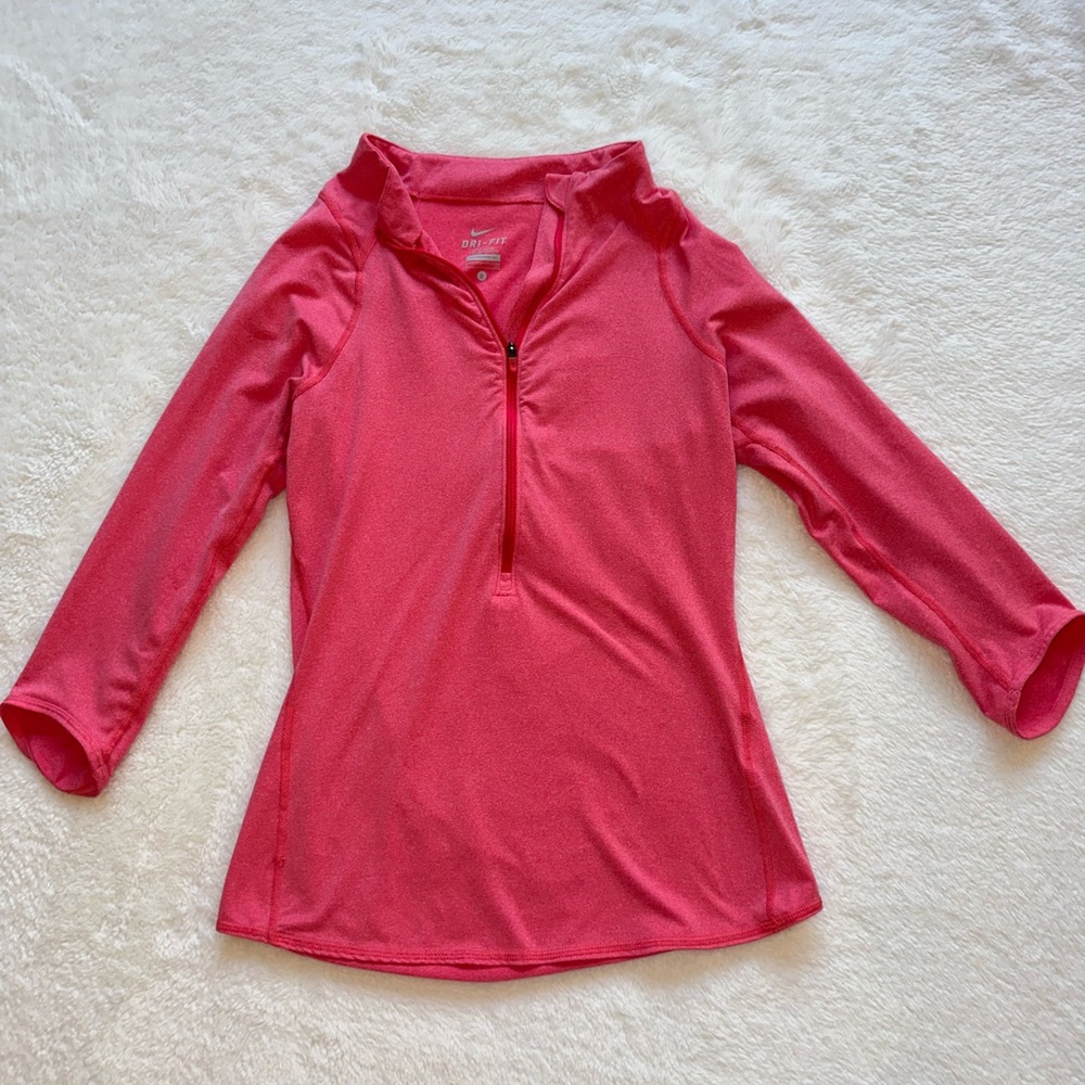 Nike Half Length Sleeve Half Zip Neon Pink Long Sleeve